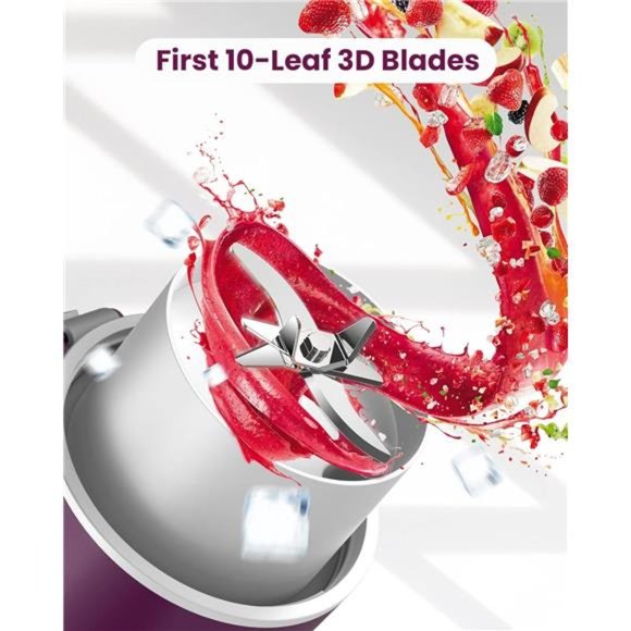 Portable Blender for Shakes and Smoothies,12 oz 10 Blades USB Rechargeable - Picture 4 of 6